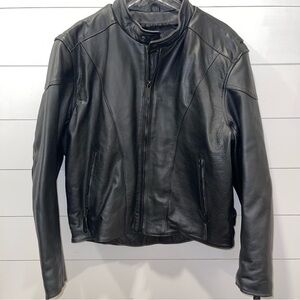 River Road Vintage Men's Black Leather Motorcycle Jacket Size 44